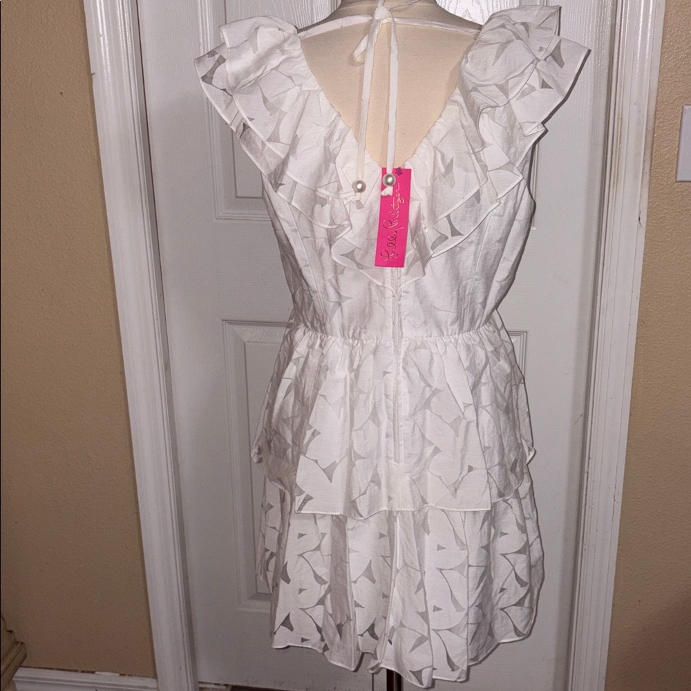 Lilly Pulitzer Dress Size 14 White Ritamarie ruffle - Picture 4 of 9